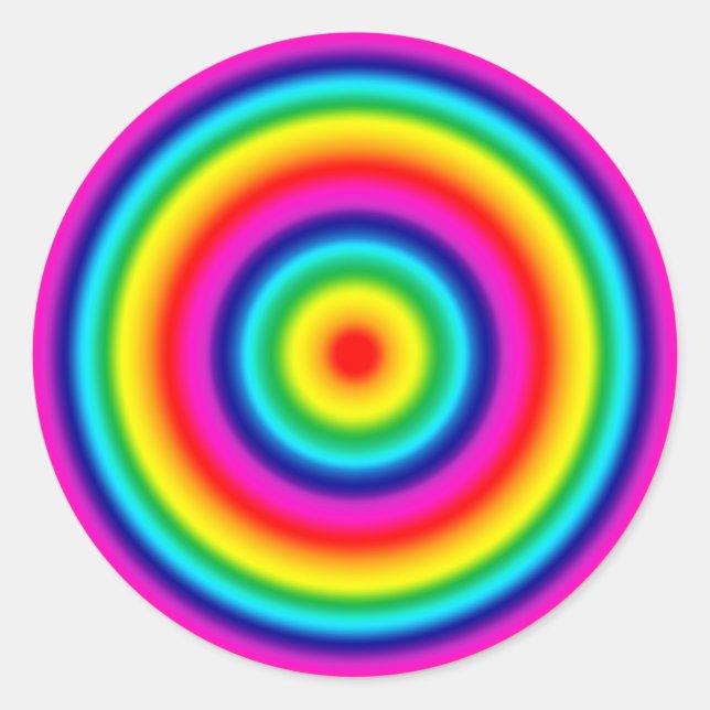 Psychedelic Round Rainbow Pattern Classic Round Sticker (Front)