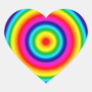 Psychedelic Round Rainbow Pattern Heart Sticker