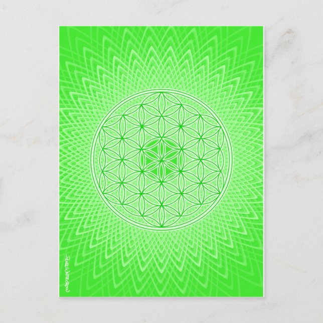 Psychedelic Sacred Geometry Heart Chakra Design Postcard (Front)