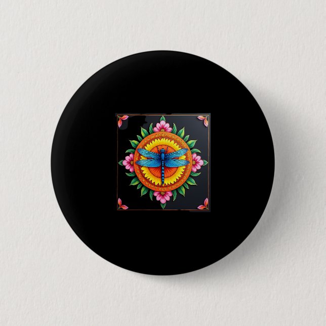 Psychedelic Sacred Geometry Mandala Insect Nature  6 Cm Round Badge (Front)