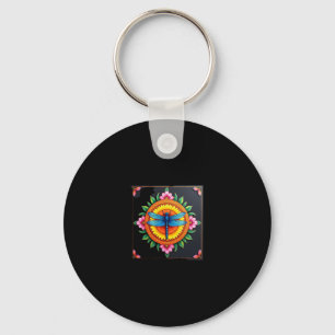 Psychedelic Sacred Geometry Mandala Insect Nature Key Ring