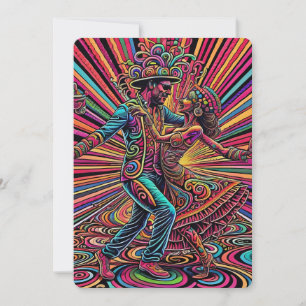 Psychedelic Salsa Tango Dancing Art Invitation