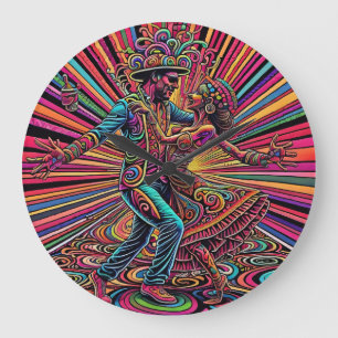 Psychedelic Salsa Tango Dancing Art Large Clock