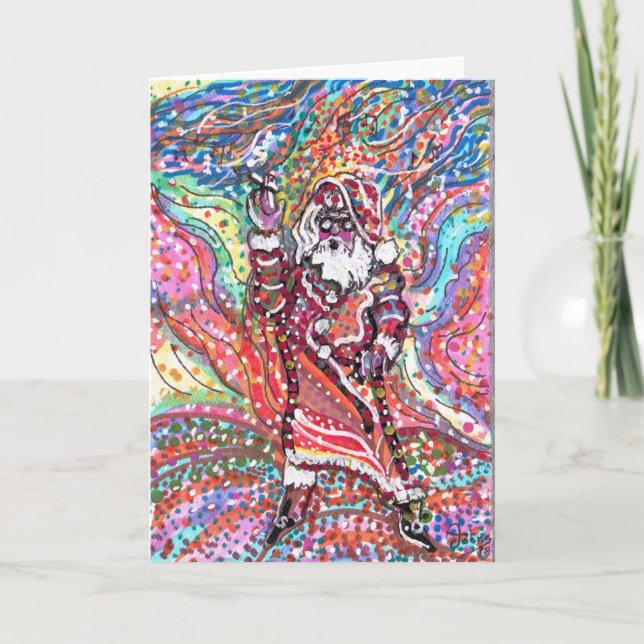 Psychedelic Santa greeting card (Front)