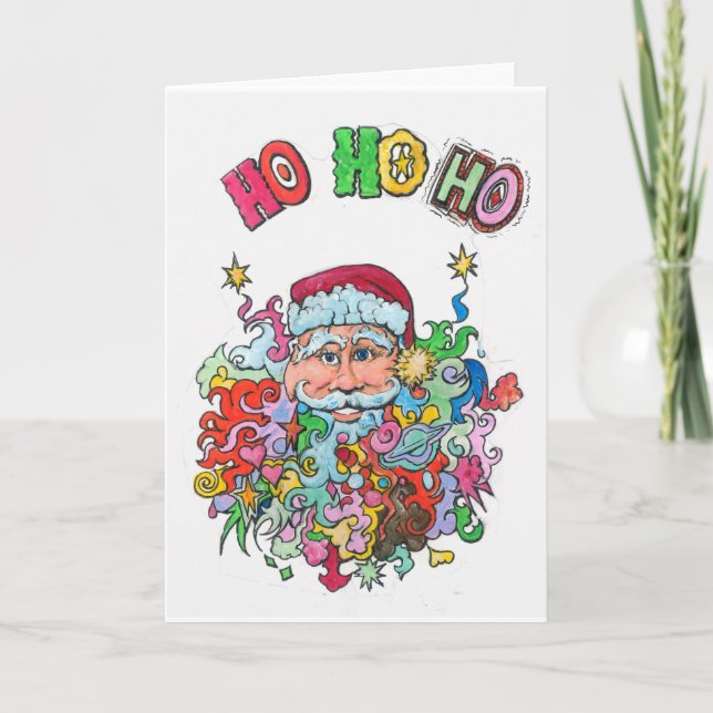 Psychedelic Santa Holiday Card (Front)