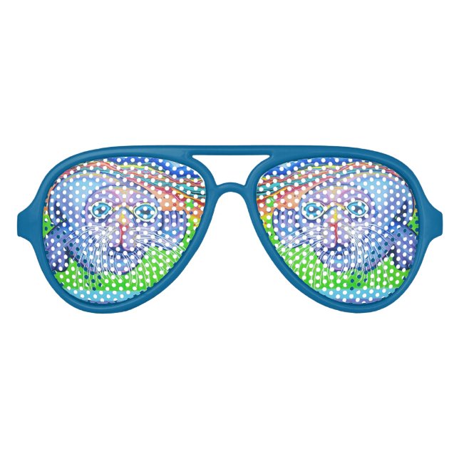 Psychedelic Sea Lion - Acrylic Painting Aviator Sunglasses (Front)