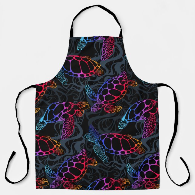 Psychedelic Sea Turtle: Boho Ocean Apron (Front)