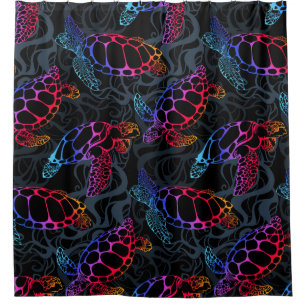 Psychedelic Sea Turtle: Boho Ocean Shower Curtain