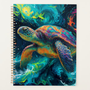 Psychedelic Sea Turtle in Abstract Ocean Planner