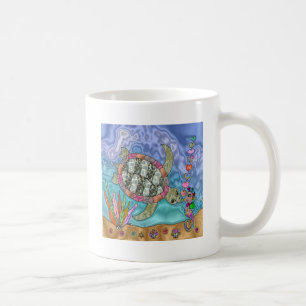 Psychedelic Sea Turtle Seahorse Art Coffee Mug