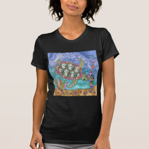 Psychedelic Sea Turtle Seahorse Art T-Shirt