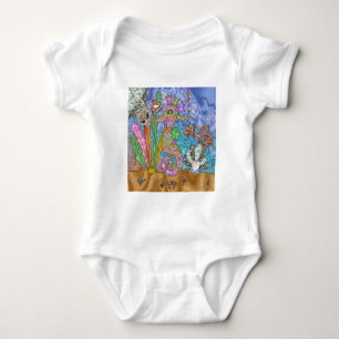 Psychedelic Seahorse Sea Turtle Art Baby Bodysuit