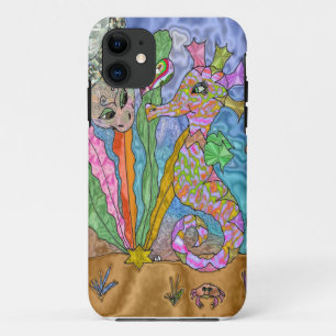 Psychedelic Seahorse Sea Turtle Art iPhone 11 Case