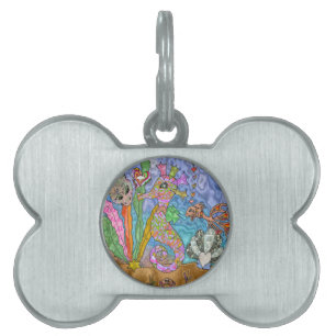 Psychedelic Seahorse Sea Turtle Art Pet Tag