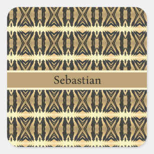 Psychedelic Shadow People Gold Square Sticker