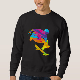 Psychedelic Skateborder Retro Colour Art Skateboar Sweatshirt