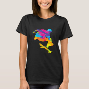 Psychedelic Skateborder Retro Colour Art Skateboar T-Shirt