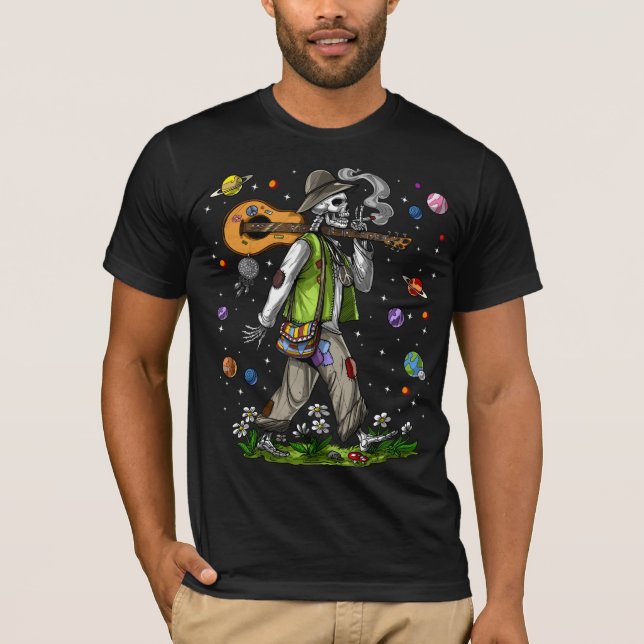 Psychedelic Skeleton Hippie T-Shirt (Front)