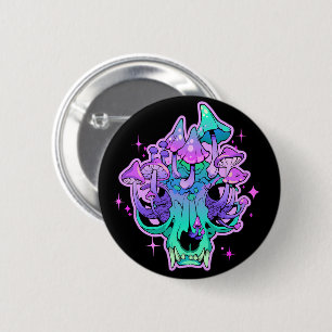 Psychedelic skull 6 cm round badge