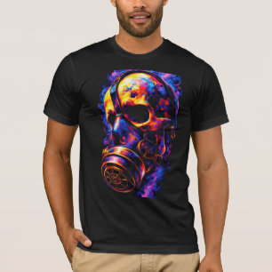 Psychedelic Skull Gas Mask Flame Vortex T-Shirt