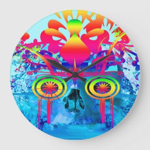 Psychedelic Skull Large Clock