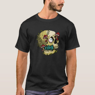 Psychedelic Skull Psilocybin Mushrooms Skeleton Fo T-Shirt