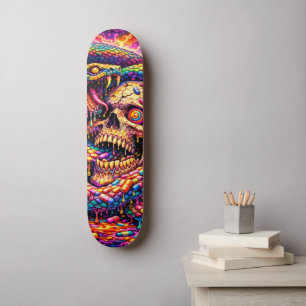 Psychedelic Skull Snake Skateboard Deck