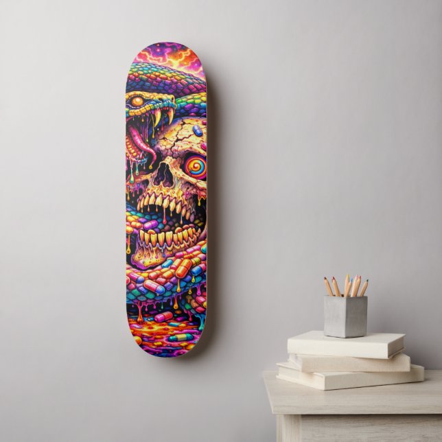Psychedelic Skull Snake Skateboard Deck (Wall Art)