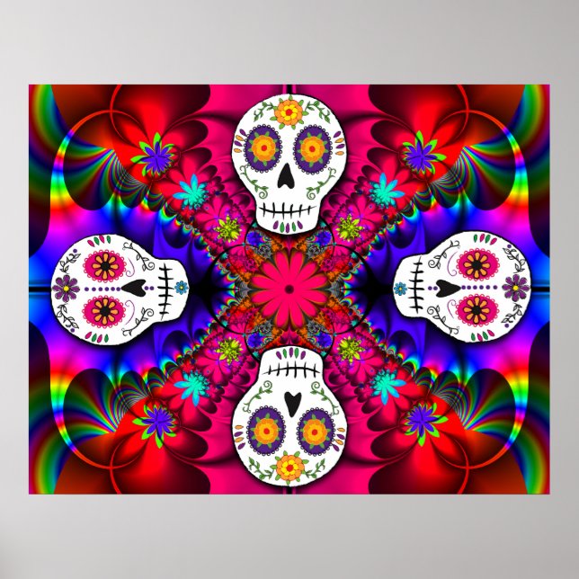 Psychedelic Skulls Poster (Front)