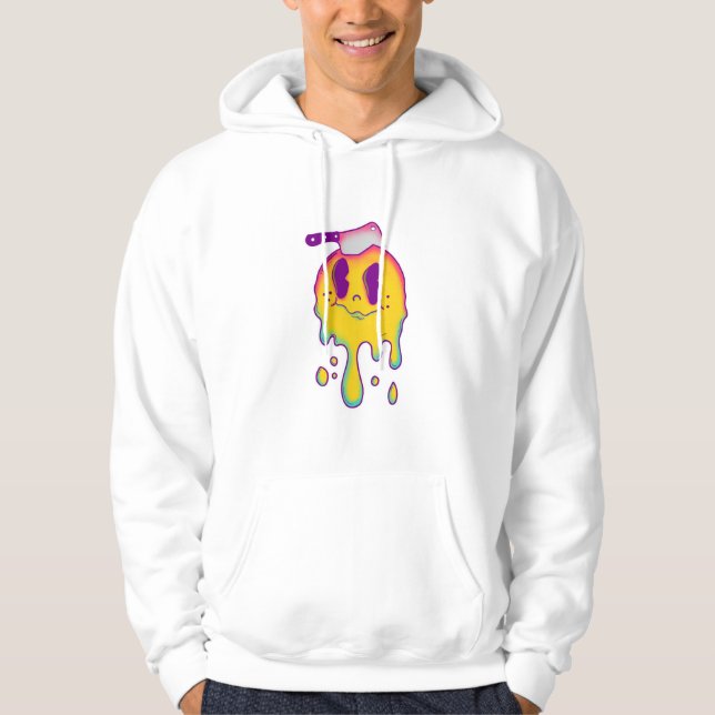 psychedelic smiley drip men's hoodie (Front)