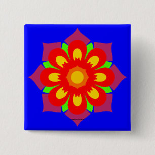 Psychedelic Snowflake 15 Cm Square Badge
