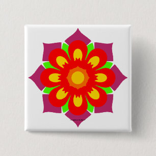 Psychedelic Snowflake 15 Cm Square Badge