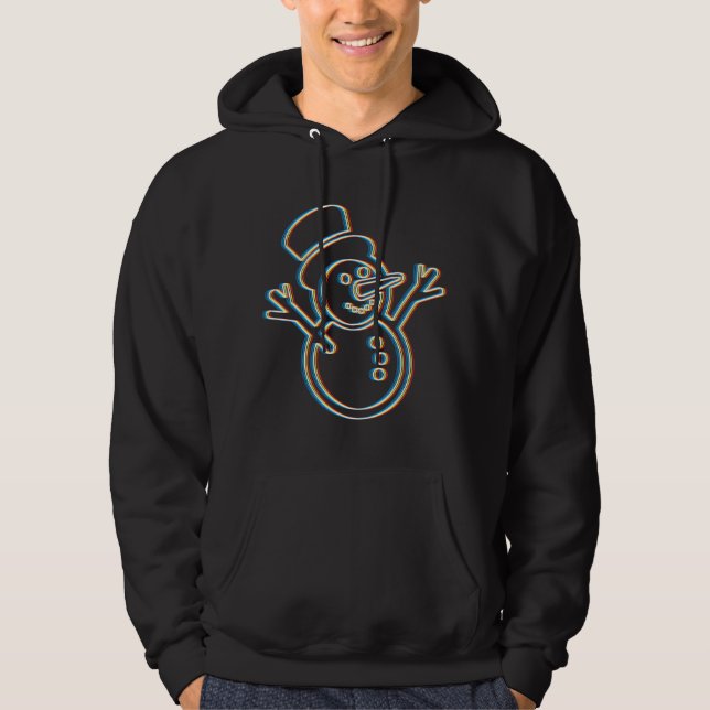 Psychedelic Snowman Trippy Christmas Party Winter Hoodie (Front)
