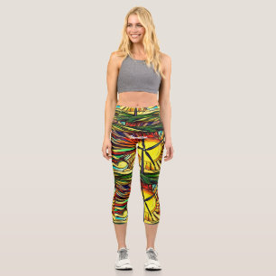 Psychedelic Solar and Wind Power Capri Leggings