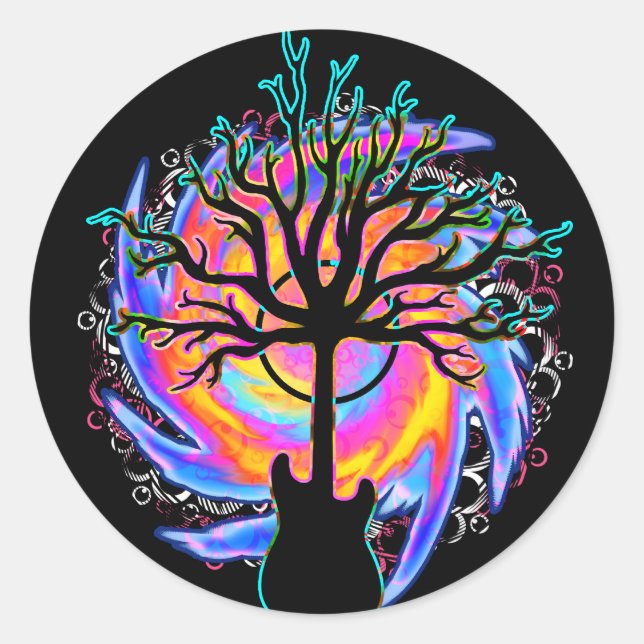 "Psychedelic Sonic Cyclone" surreal guitar Sticker (Front)