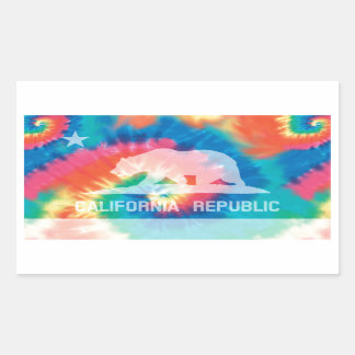 Psychedelic Soul Tie Dyed California Republic Flag Rectangular Sticker
