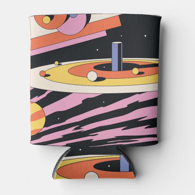 Psychedelic Space: 70s Geometric Shapes Can Cooler (Front)