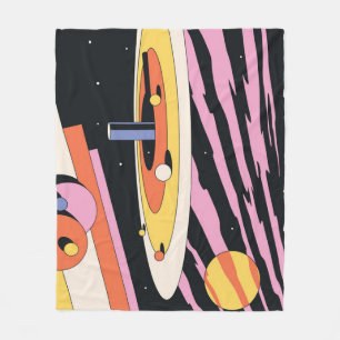 Psychedelic Space: 70s Geometric Shapes Fleece Blanket
