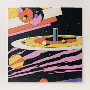 Psychedelic Space: 70s Geometric Shapes Jigsaw Puzzle