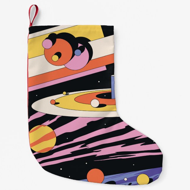 Psychedelic Space: 70s Geometric Shapes Small Christmas Stocking (Front)
