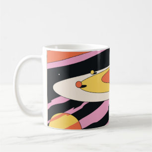 Psychedelic Space Abstract Illustration, Geometri Coffee Mug