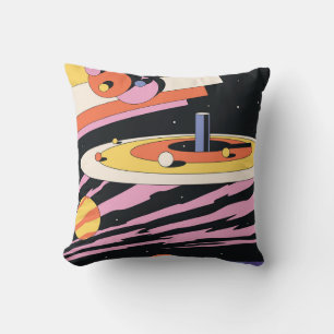 Psychedelic Space Abstract Illustration, Geometri Cushion