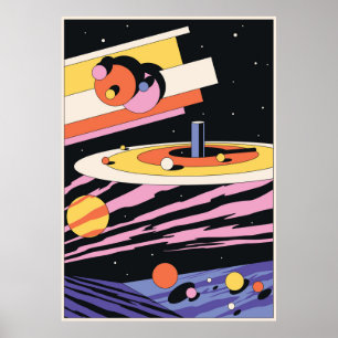 Psychedelic Space Abstract Illustration,  Geometri Poster