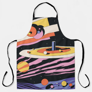 Psychedelic Space Abstract Illustration,Geometric Apron