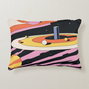 Psychedelic Space Abstract Illustration,Geometric Decorative Cushion