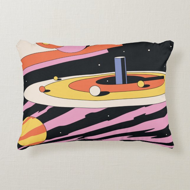 Psychedelic Space Abstract Illustration,Geometric  Decorative Cushion (Front)