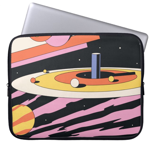 Psychedelic Space Abstract Illustration,Geometric  Laptop Sleeve (Front)