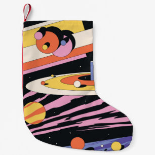 Psychedelic Space Abstract Illustration,Geometric  Small Christmas Stocking