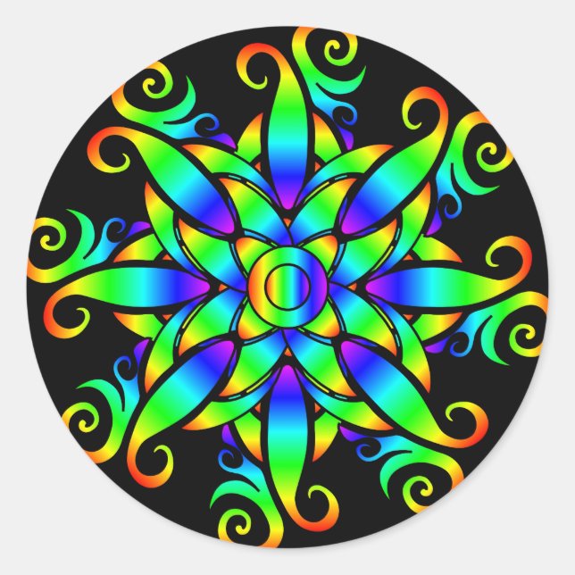 Psychedelic Sphere Spiral Classic Round Sticker (Front)
