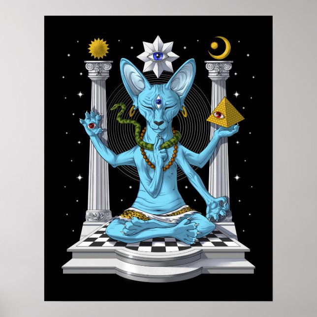 Psychedelic Sphynx Cat Shiva Poster (Front)